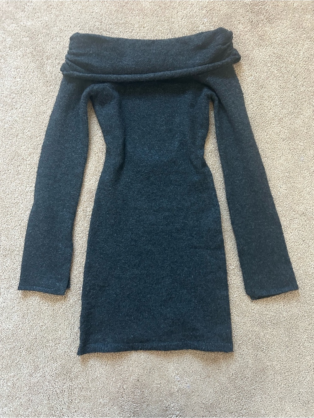 Garage Charcoal Off-the-Shoulder Knit Dress